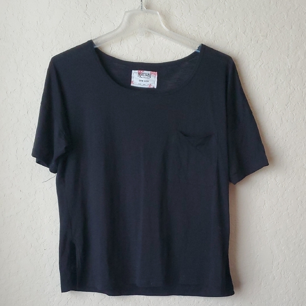 Nation LTD by Jen Menchaca Top Womens Sleeve Lightweight Black OSFM